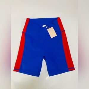 NWT Wilo The Label blue/red ribbed biker shorts size/M